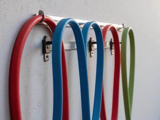 Adjustable doorway pull-up bar with foam padding, silver finish, placed in hallway with light blue walls